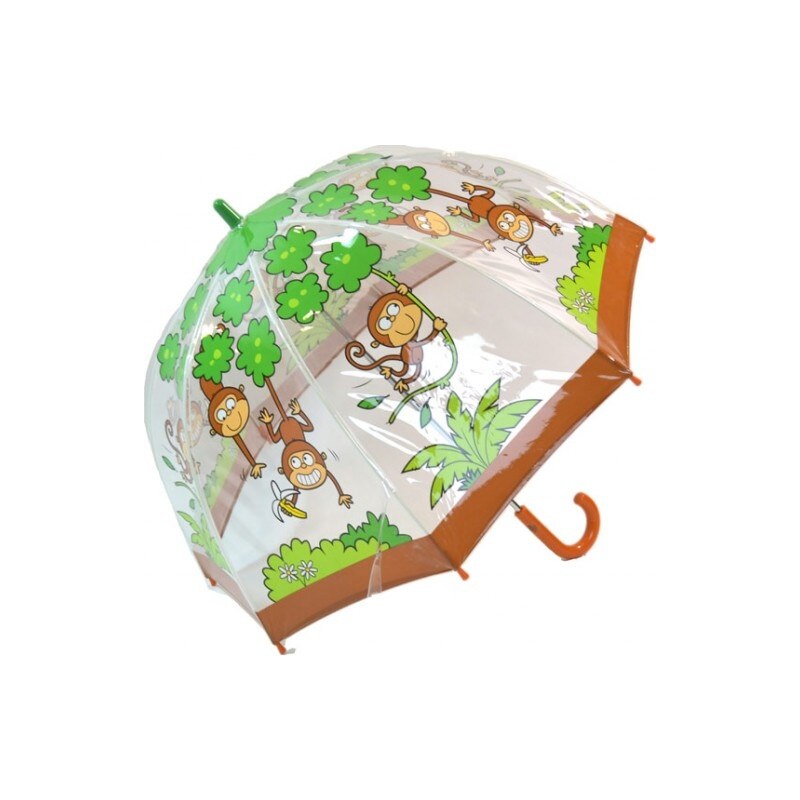 Blooming Brollies Dětský průhledný holový deštník Buggz Kids Stuff Monkey BUMON