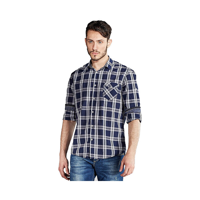 Edward Jeans Pánská košile Denim Shirts Chequered 16.1.1.03.012