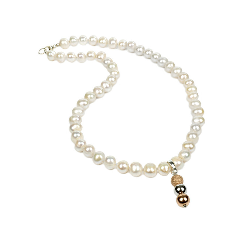JwL Luxury Pearls Náhrdelník z bílých perel s přívěskem JL0056
