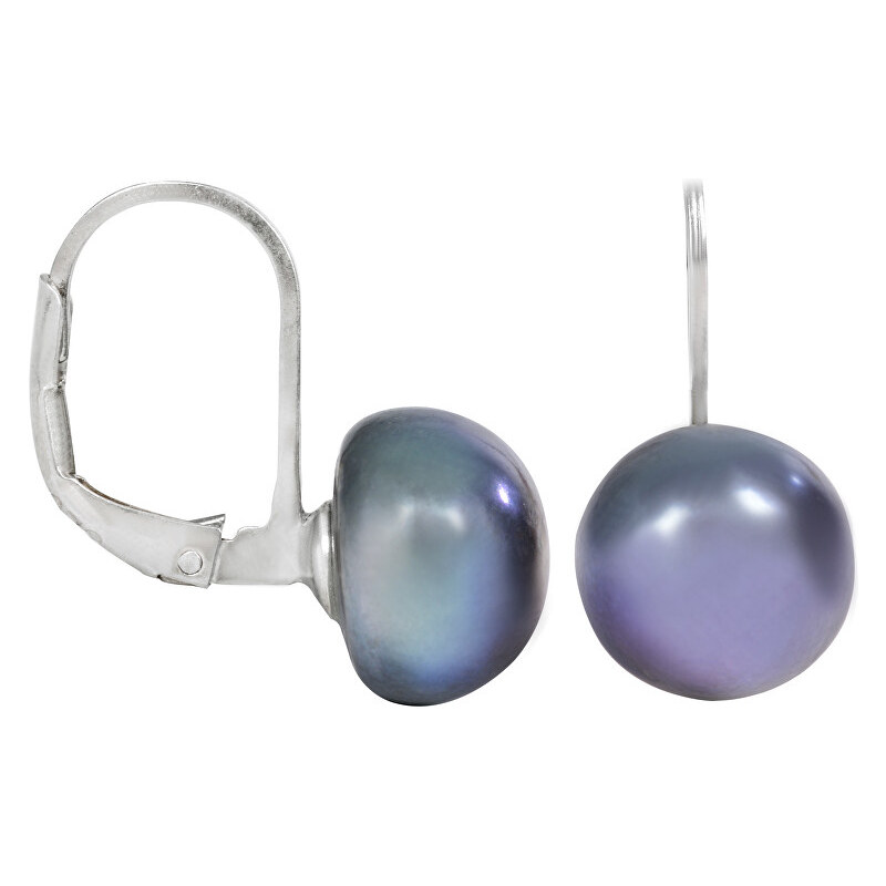 JwL Luxury Pearls Náušnice s pravou kovově modrou perlou JL0057