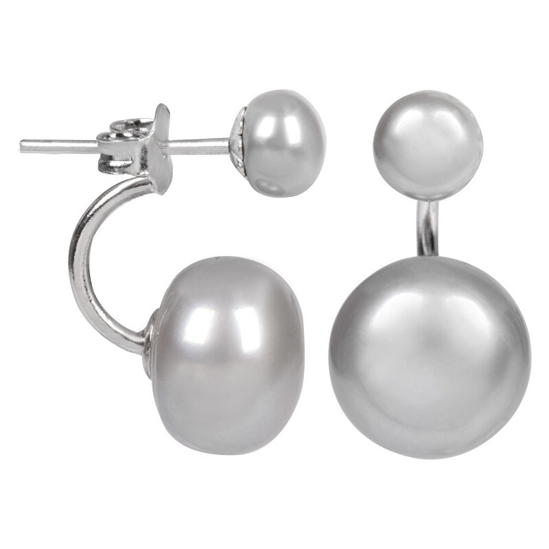 JwL Luxury Pearls Originální dvojnáušnice s pravými šedými perlami JL0060