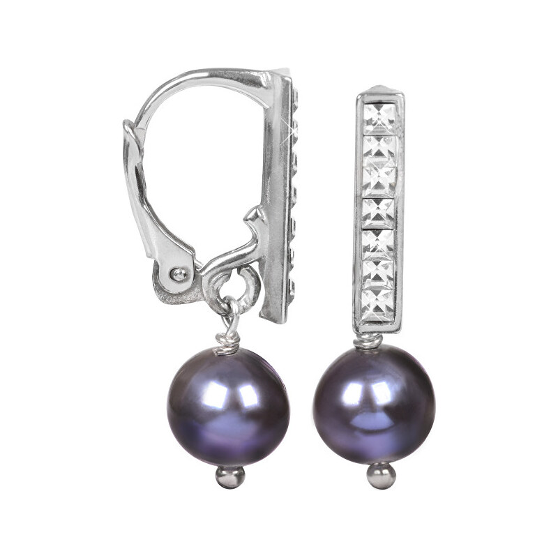 JwL Luxury Pearls Dámské náušnice s pravou perlou a kameny Swarovski Crystals JL0077