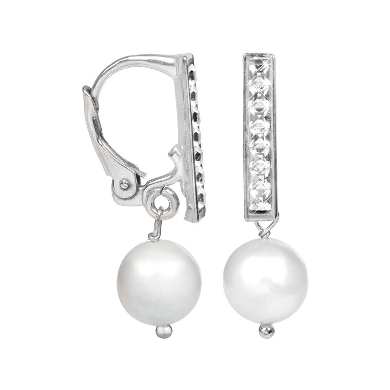 JwL Luxury Pearls Dámské náušnice s pravou perlou a kameny Swarovski Crystals JL0078