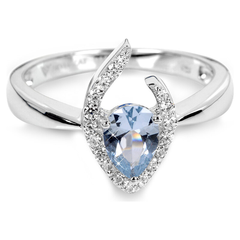 Silver Cat Stříbrný prsten s modrým krystalem SC115