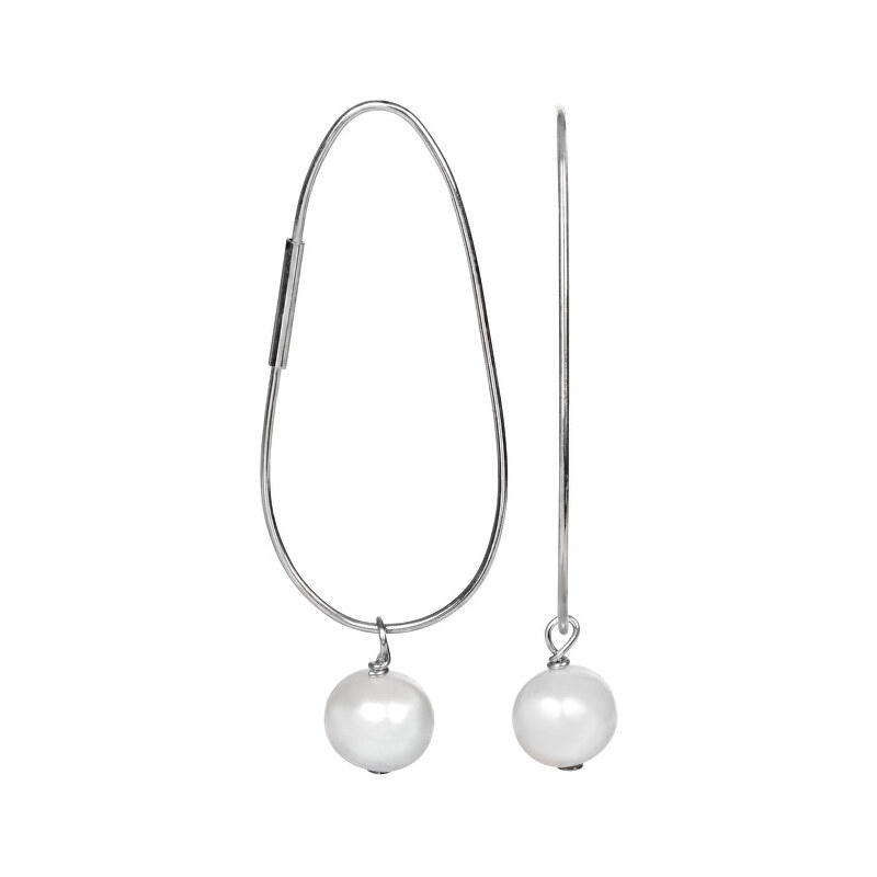 JwL Luxury Pearls Elipsovité stříbrné náušnice s pravou perlou JL0108