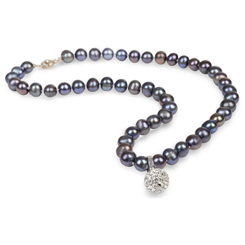 JwL Luxury Pearls Náhrdelník z pravých perel kovové barvy JL0083