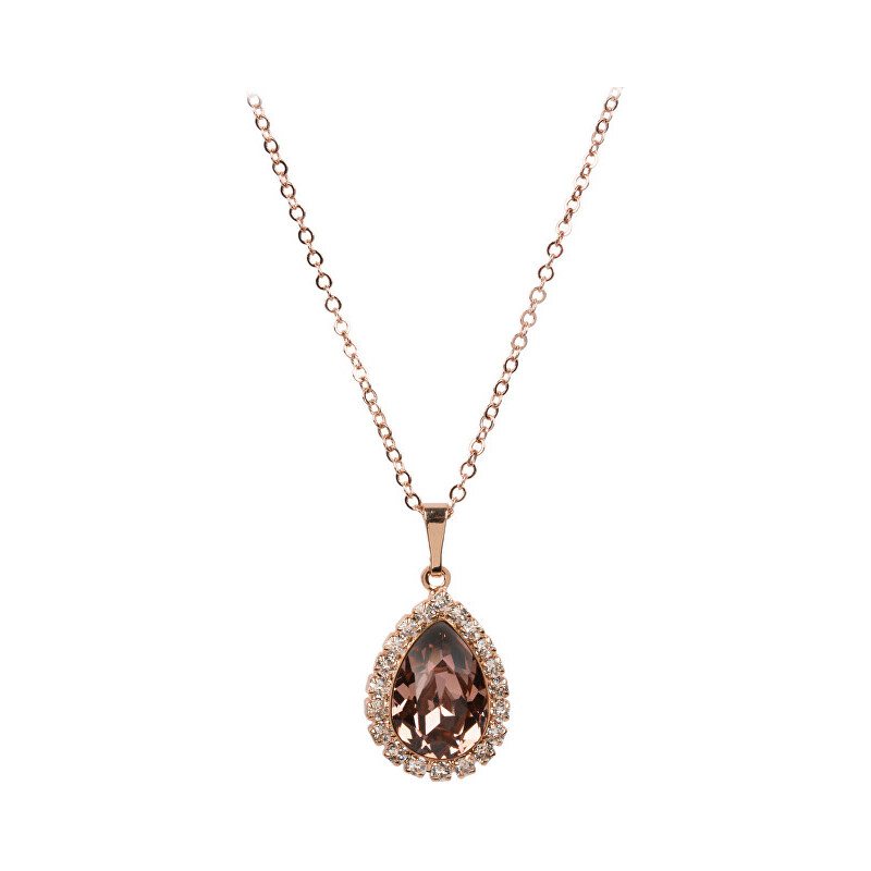 Troli Bronzový štrasový náhrdelník Pear Blush Rose