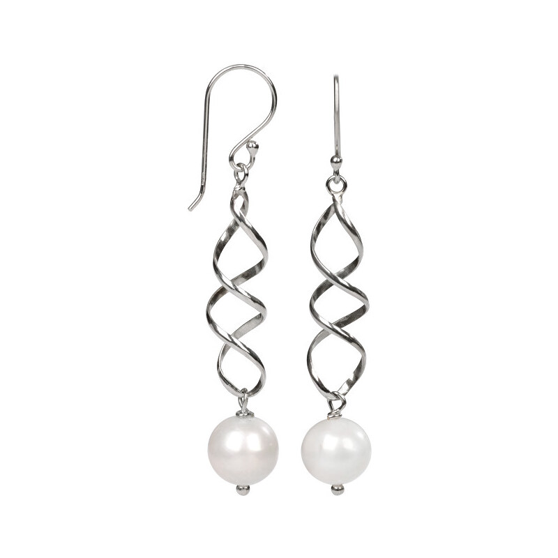 JwL Luxury Pearls Elegantní stříbrné náušnice s pravou bílou perlou JL0158