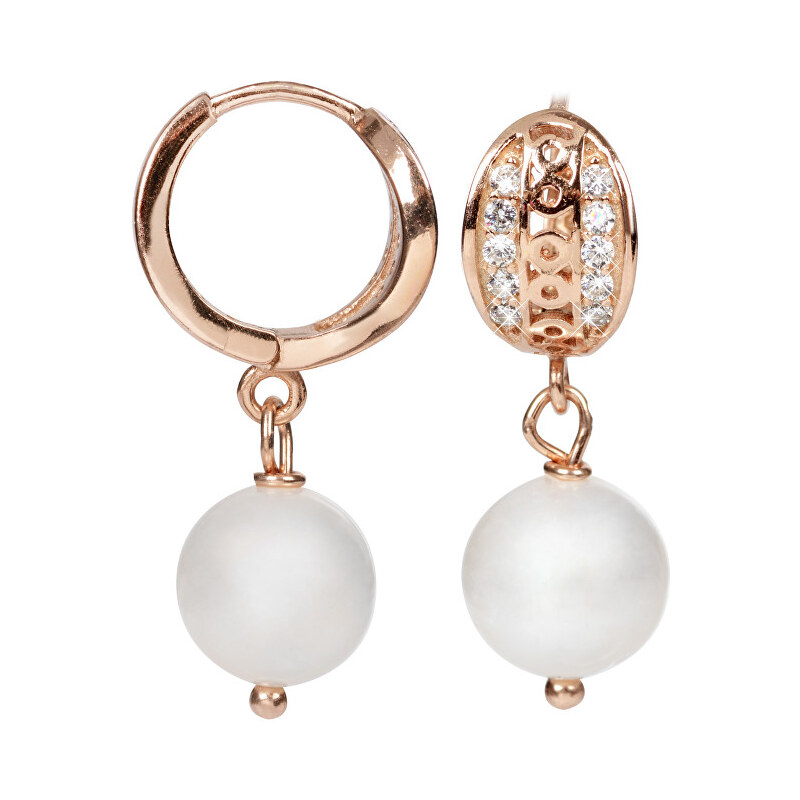 JwL Luxury Pearls Stříbrné zlacené náušnice s pravou bílou perlou JL0122