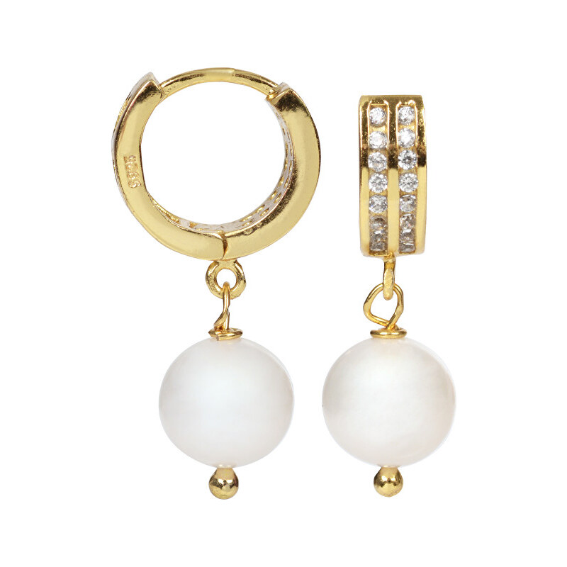 JwL Luxury Pearls Stříbrné zlacené náušnice s pravou bílou perlou JL0124
