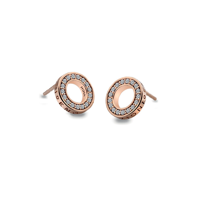 Hot Diamonds Stříbrné náušnice Hot Diamonds Emozioni Saturno Rose Gold DE409