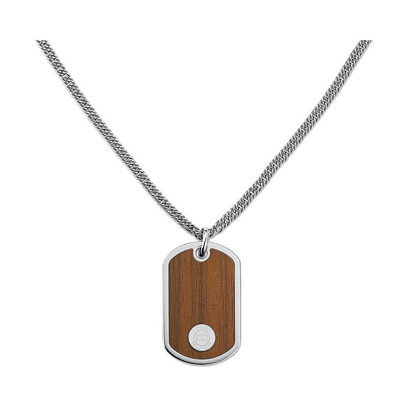 Tommy Hilfiger Ocelový náhrdelník Psí známka s imitací dřeva TH2700692