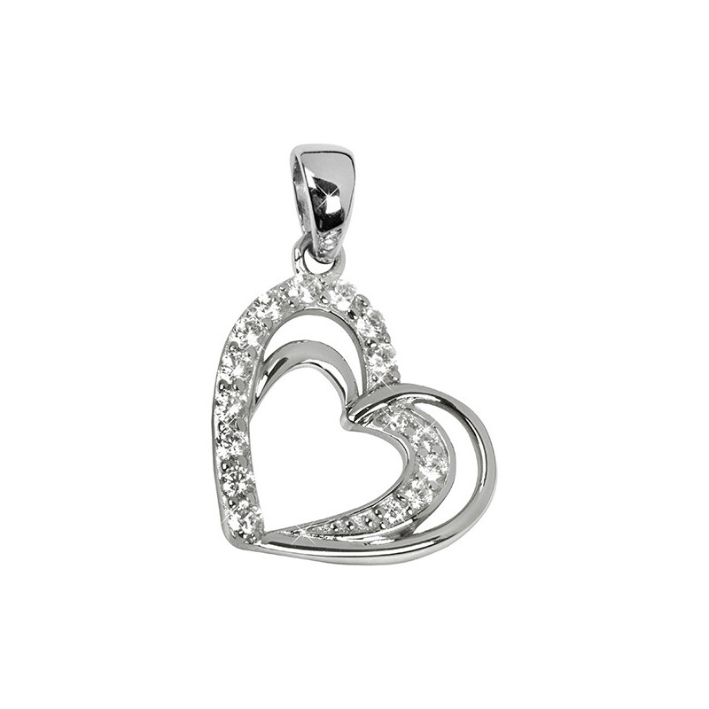 Silver Cat Stříbrný přívěsek ve tvaru srdce s krystaly SC169