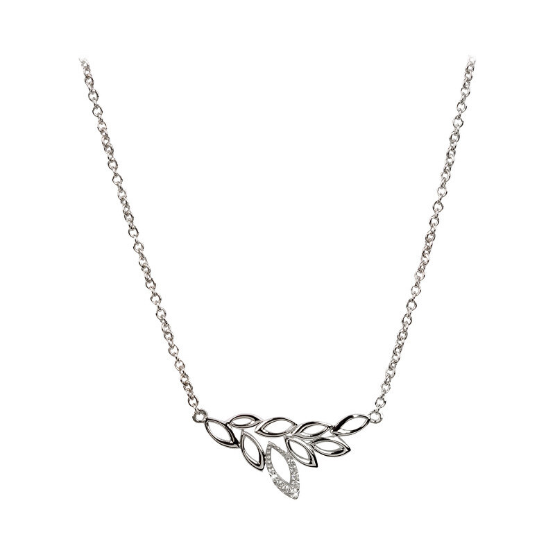 Silver Cat Stříbrný náhrdelník s lístečky s krystaly SC149