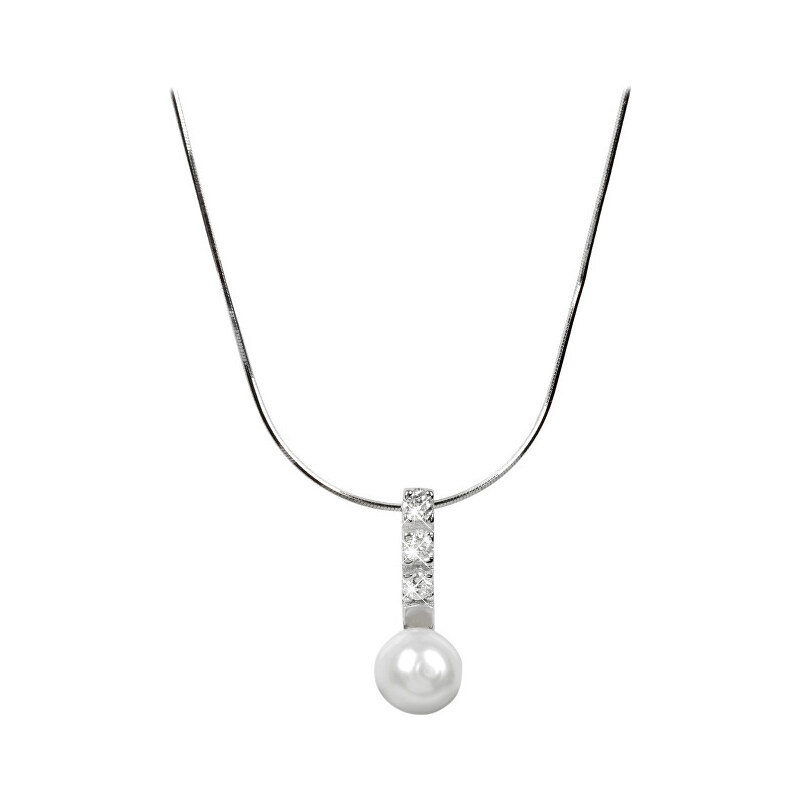 JwL Luxury Pearls Stříbrný náhrdelník s perlou a krystaly JL0193
