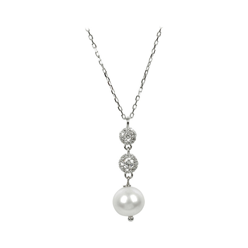 JwL Luxury Pearls Jemný náhrdelník s perlou a krystaly JL0183 (řetízek, přívěsek)