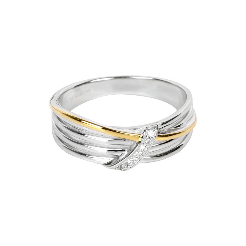 Silver Cat Pozlacený stříbrný prsten se zirkony SC189
