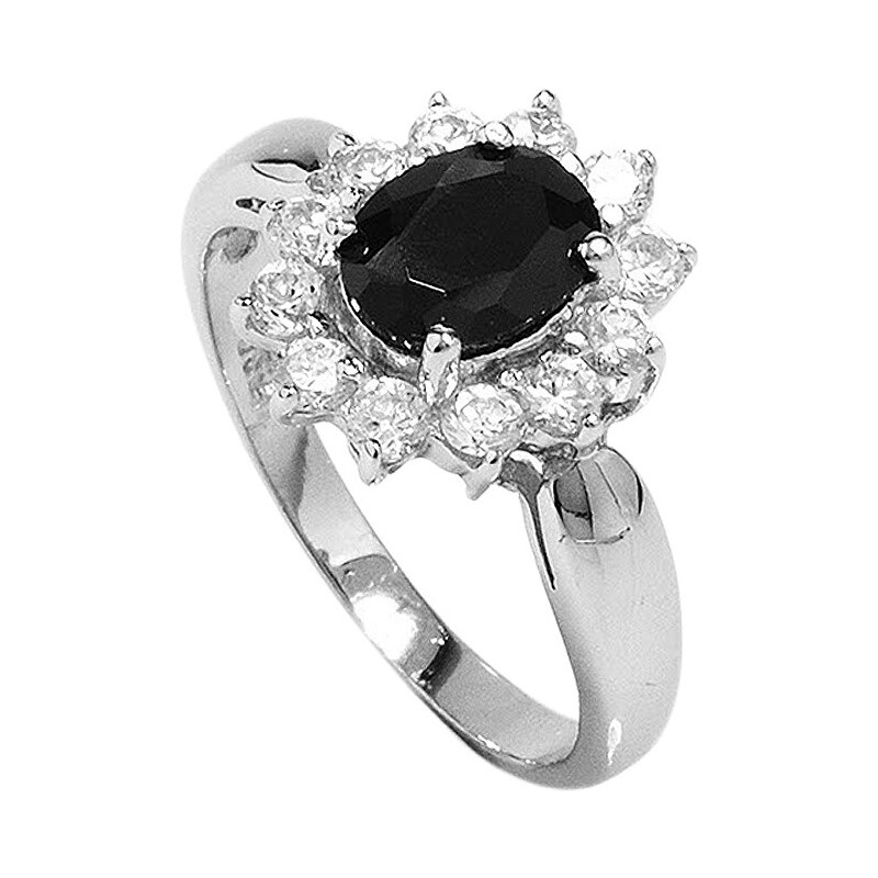 Brilio Silver Stříbrný prsten s černým krystalem 5121615B