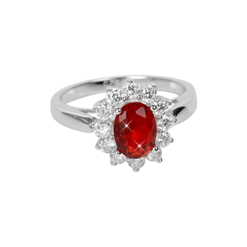 Brilio Silver Stříbrný prsten s červeným krystalem 5121615R