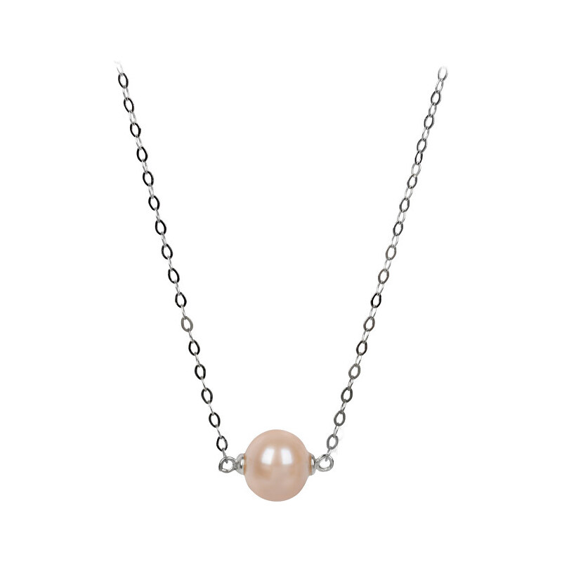JwL Luxury Pearls Stříbrný náhrdelník s lososovou perlou JL0245