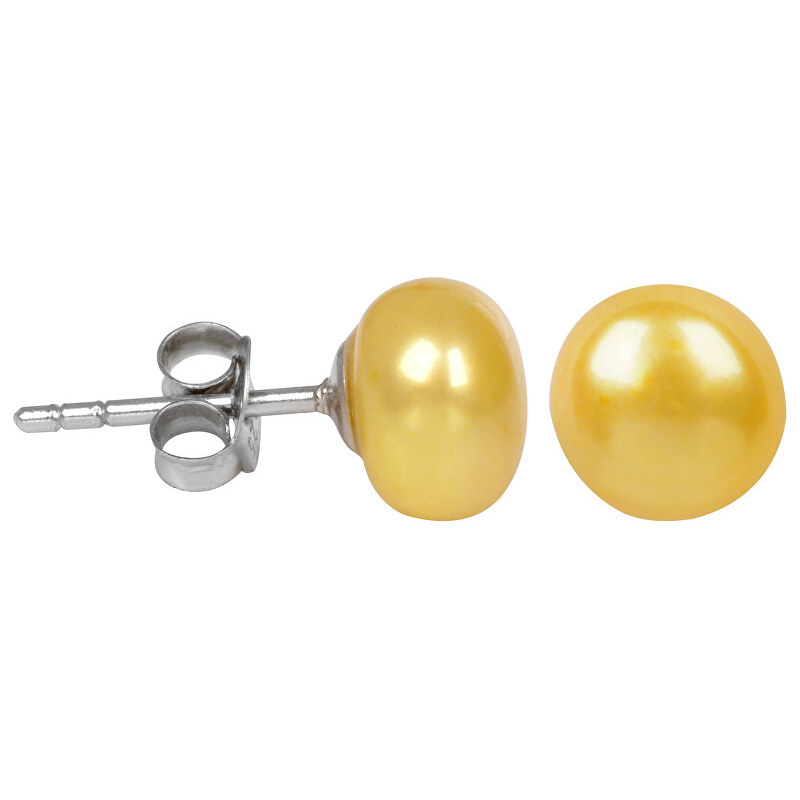 JwL Luxury Pearls Stříbrné náušnice s pravou žlutou perlou JL0218