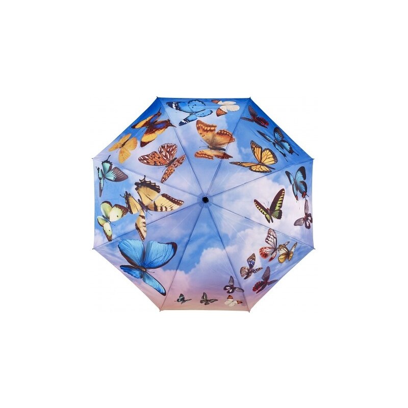 Blooming Brollies Dámský skládací plně automatický deštník Galleria Swirling Butterflies GBFSB