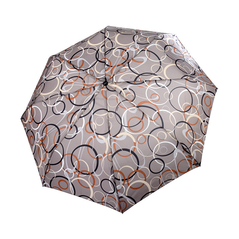 Doppler Dámský skládací plně automatický deštník Fiber Magic Graphic - hnědý s lístky 7441465G22-3