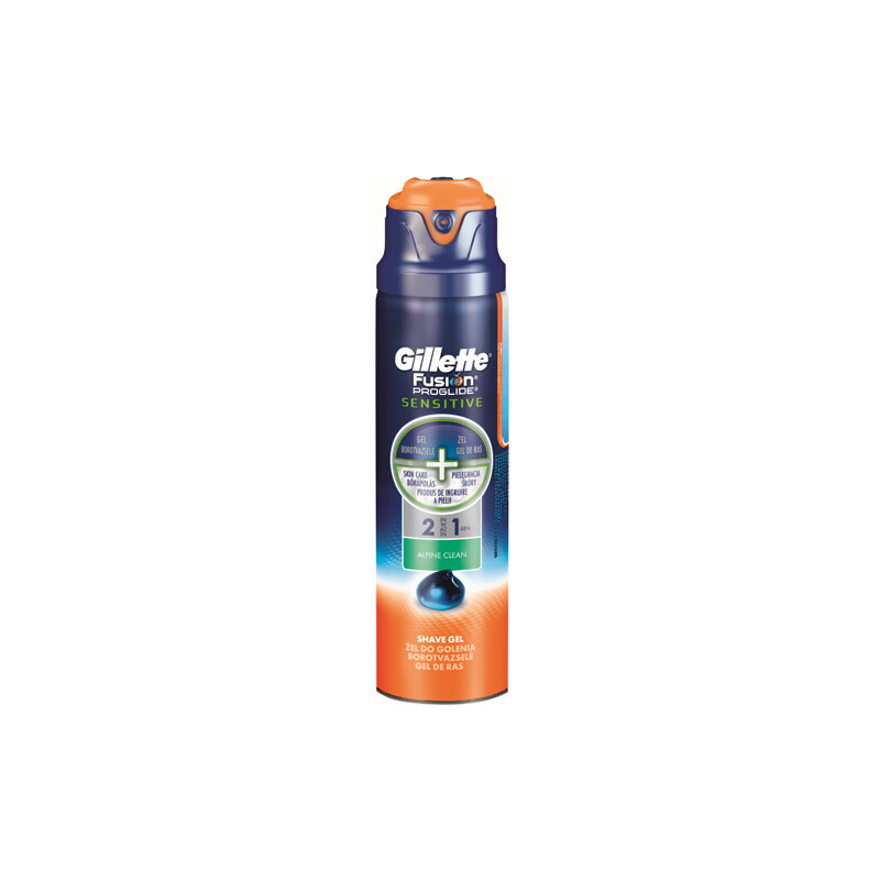 Gillette Gel na holení 2 v 1 Fusion Proglide Sensitive Alpine Clean 170 ml