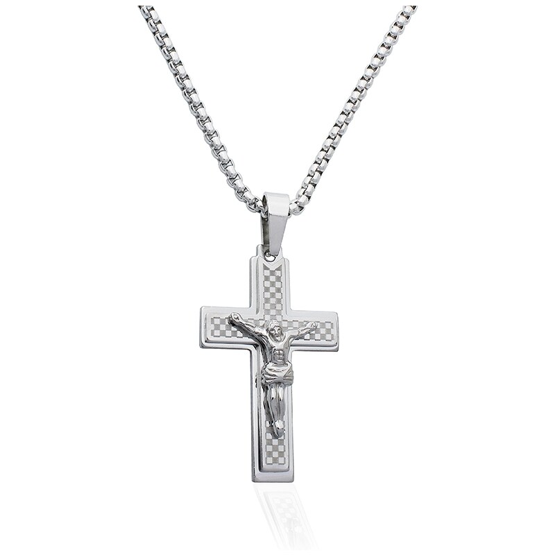 BM Jewellery Pánský náhrdelník Ježíš na kříži z chirurgické oceli S496150