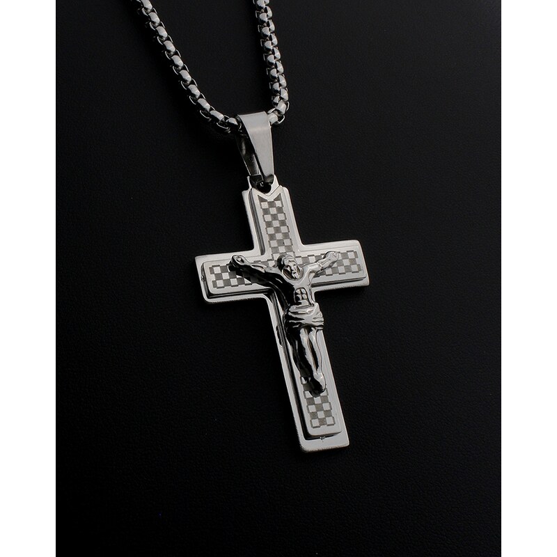 BM Jewellery Pánský náhrdelník Ježíš na kříži z chirurgické oceli S496150