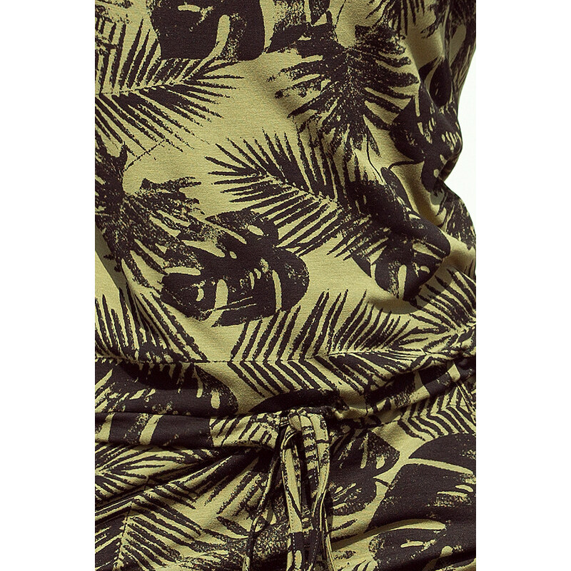 numoco Dámské sportovní šaty v barvě khaki se vzorem kulatých listů model 6342256