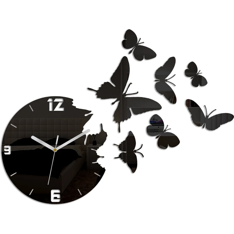M.Clock Nástěnné tiché akrylové hodiny motýli 45x60cm různé barvy - GLAMI.cz