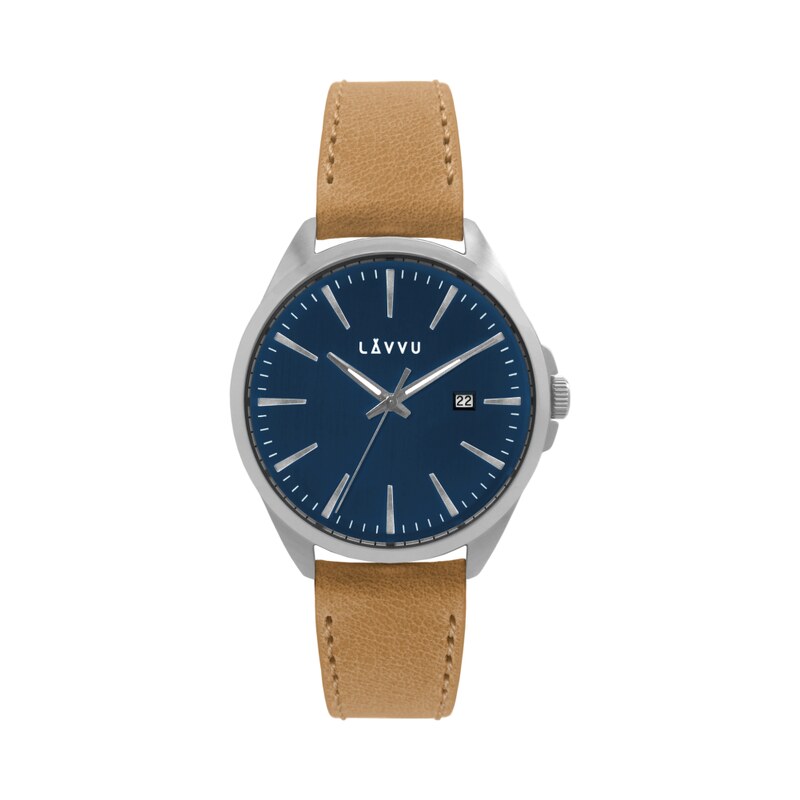 Stylové pánské hodinky LAVVU STAVANGER Blue / Top Grain Leather