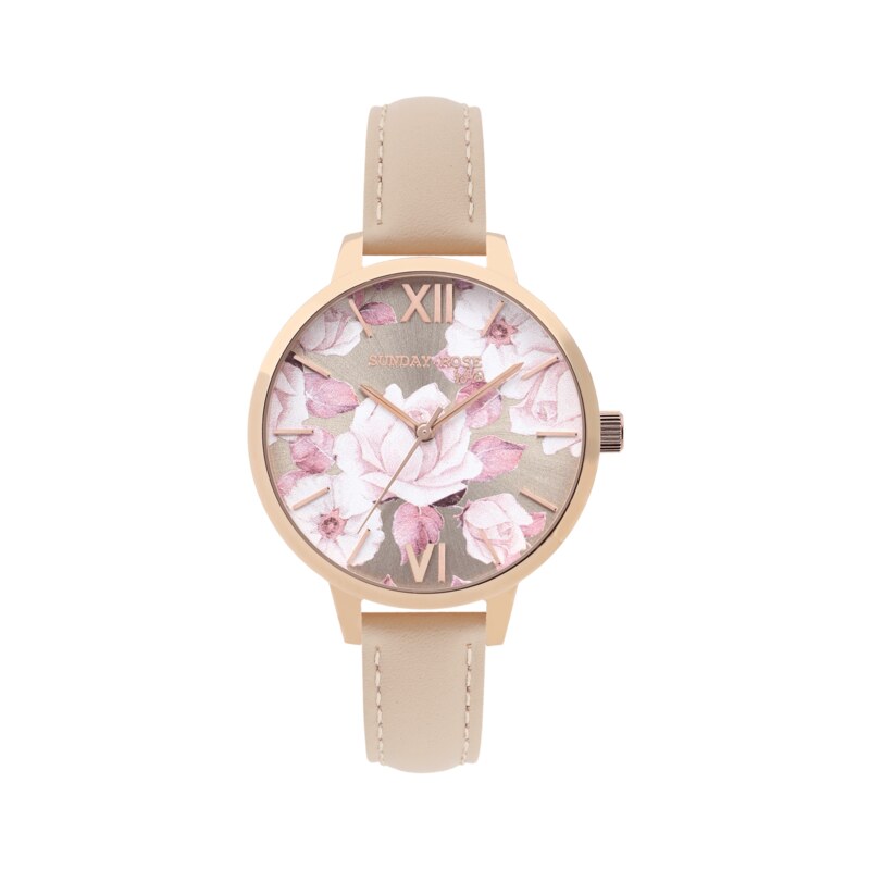 JVD Dámské luxusní designové hodinky SUNDAY ROSE Spirit PEACH SUN-S06 30112092