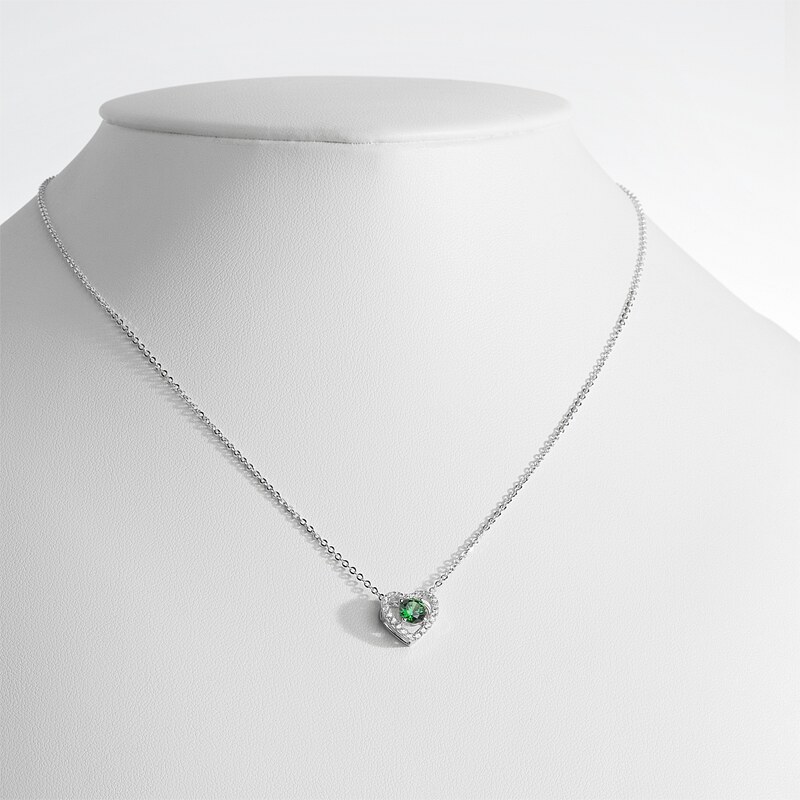 Šperky pro tebe Stříbrný přívěsek - Smaragdové srdce