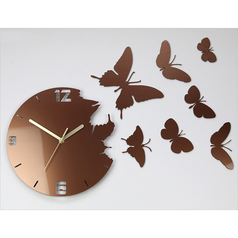 M.Clock Nástěnné hodiny motýli 30x54cm premium různé barvy