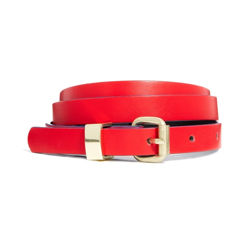 ASOS Chunky Metal Keeper Super Skinny Waist And Hip Belt - Red
