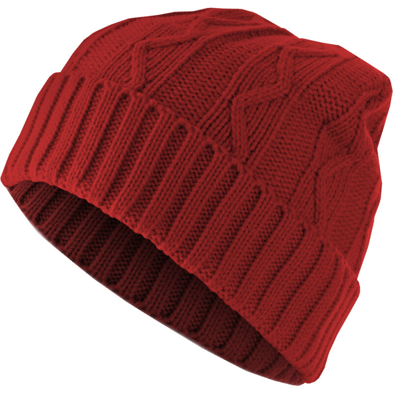 MSTRDS Čepice Beanie Cable Flap - červená