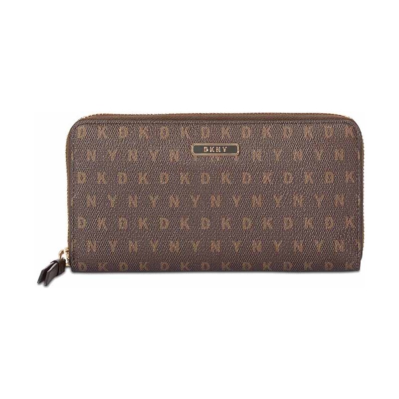 DKNY Donna Karan DKNY velká peněženka Bryant zip around brown logo