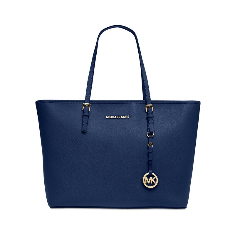 Michael Kors kabelka jet set travel saffiano top zip navy modrá