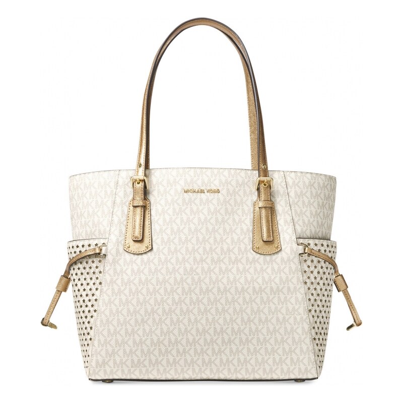 Michael Kors Voyager east west signature tote vanilla/gold