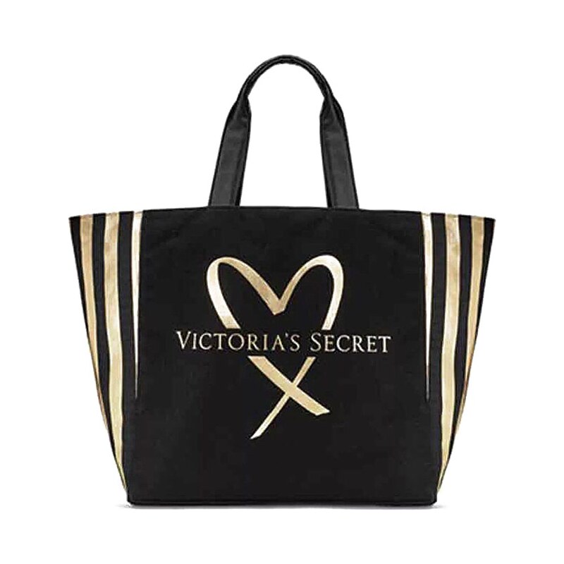 Černá plátěná taška Victoria´s Secret logo love black/gold