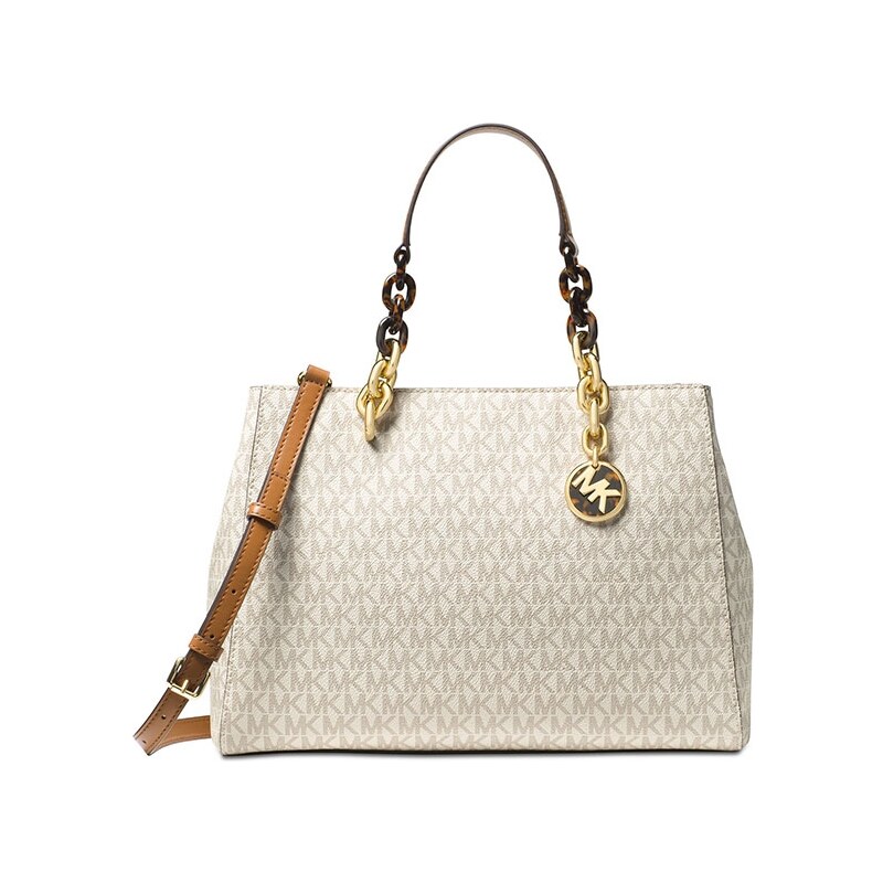 Michael Kors Cynthia medium logo satchel vanilla