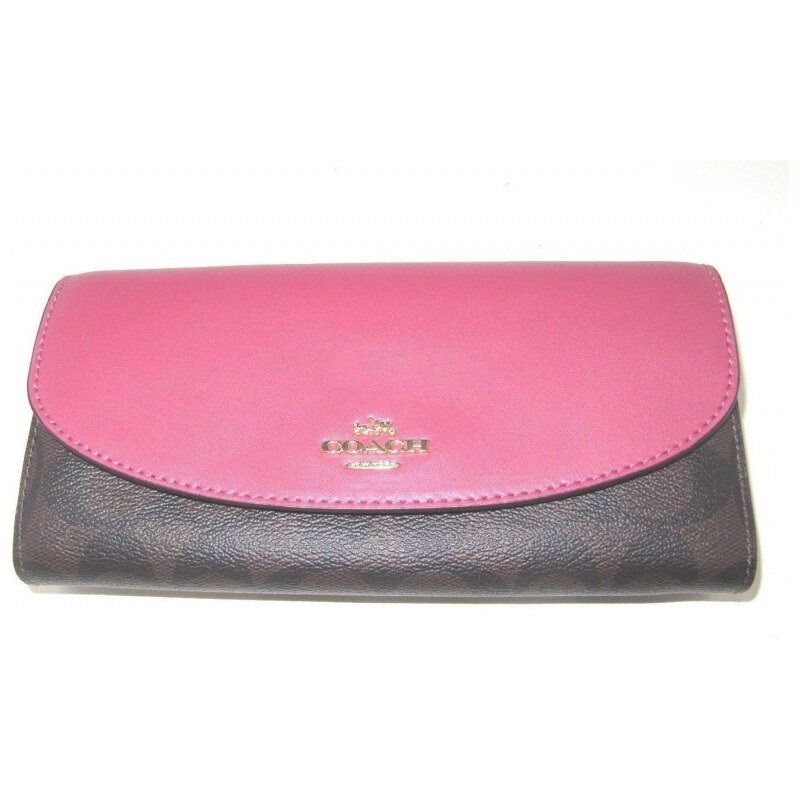 Coach peněženka signature slim envelop brown/pink F54022