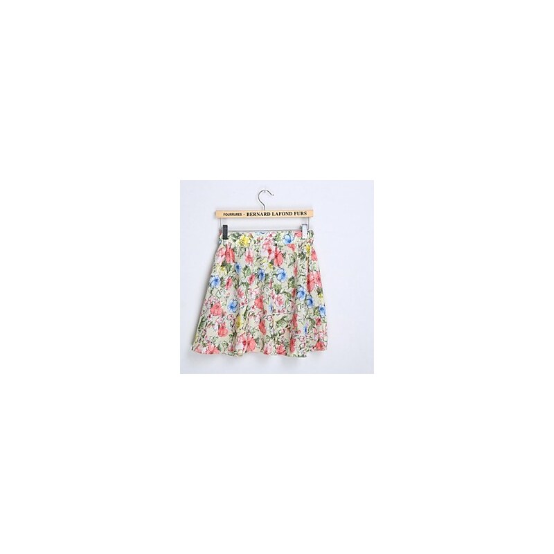 LightInTheBox Women's Fashion Small Fresh Florals Lilac Pattern Chiffon Skirt