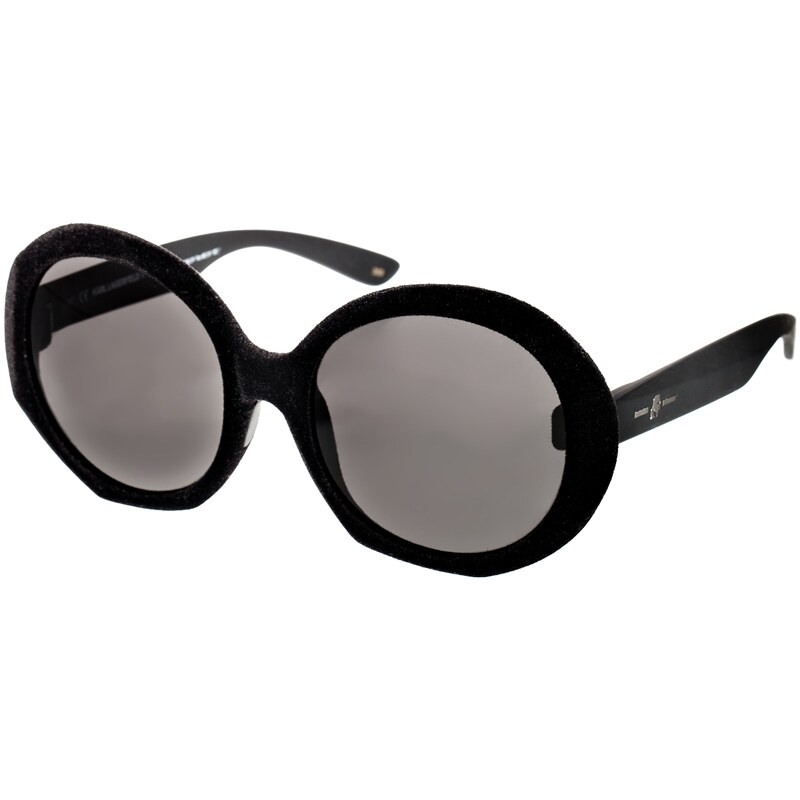 Karl Lagerfeld and Italia Independent Velvet Round Sunglasses - Black