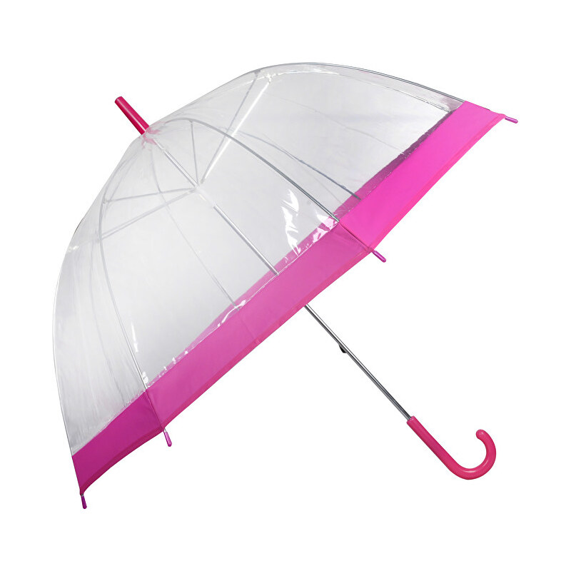 Blooming Brollies Dámský průhledný holový deštník Clear Dome Pink EDSCDPIN