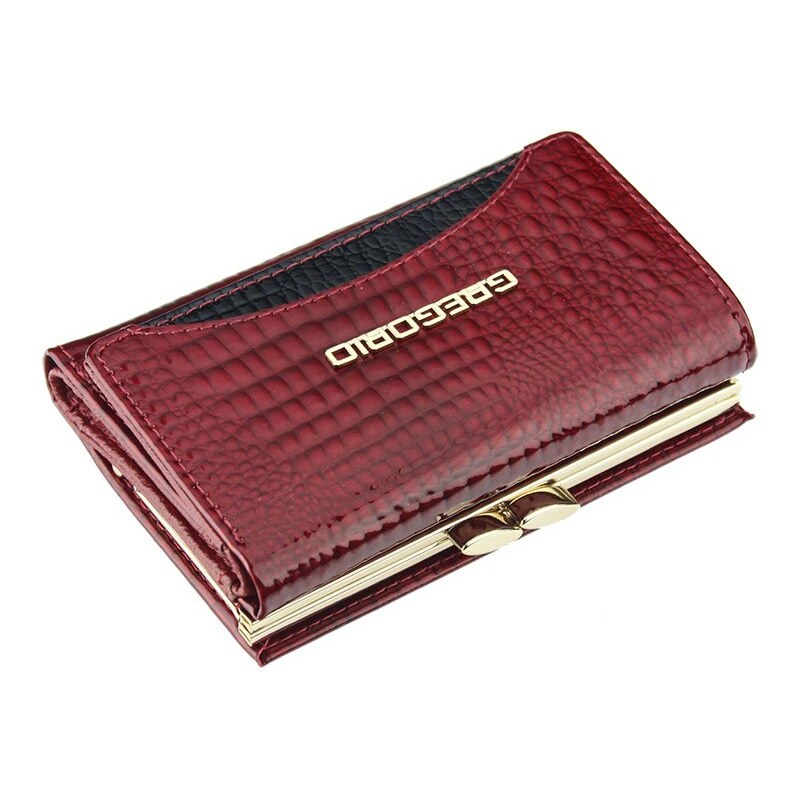 Gregorio červená menší dámská kožená peněženka RFID v dárkové krabičce