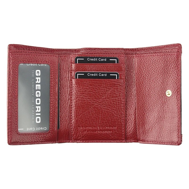 Barebag Gregorio červená menší dámská kožená peněženka RFID v dárkové krabičce