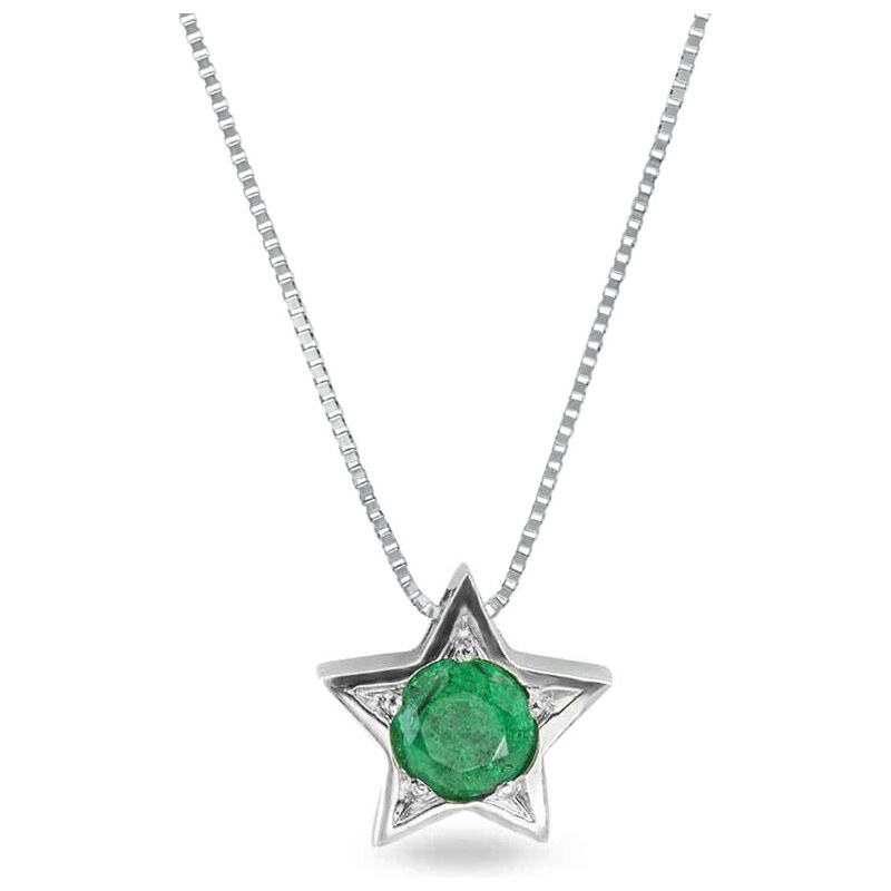 Zlatý náhrdelník ve tvaru hvězdy se smaragdem KLENOTA kln4128